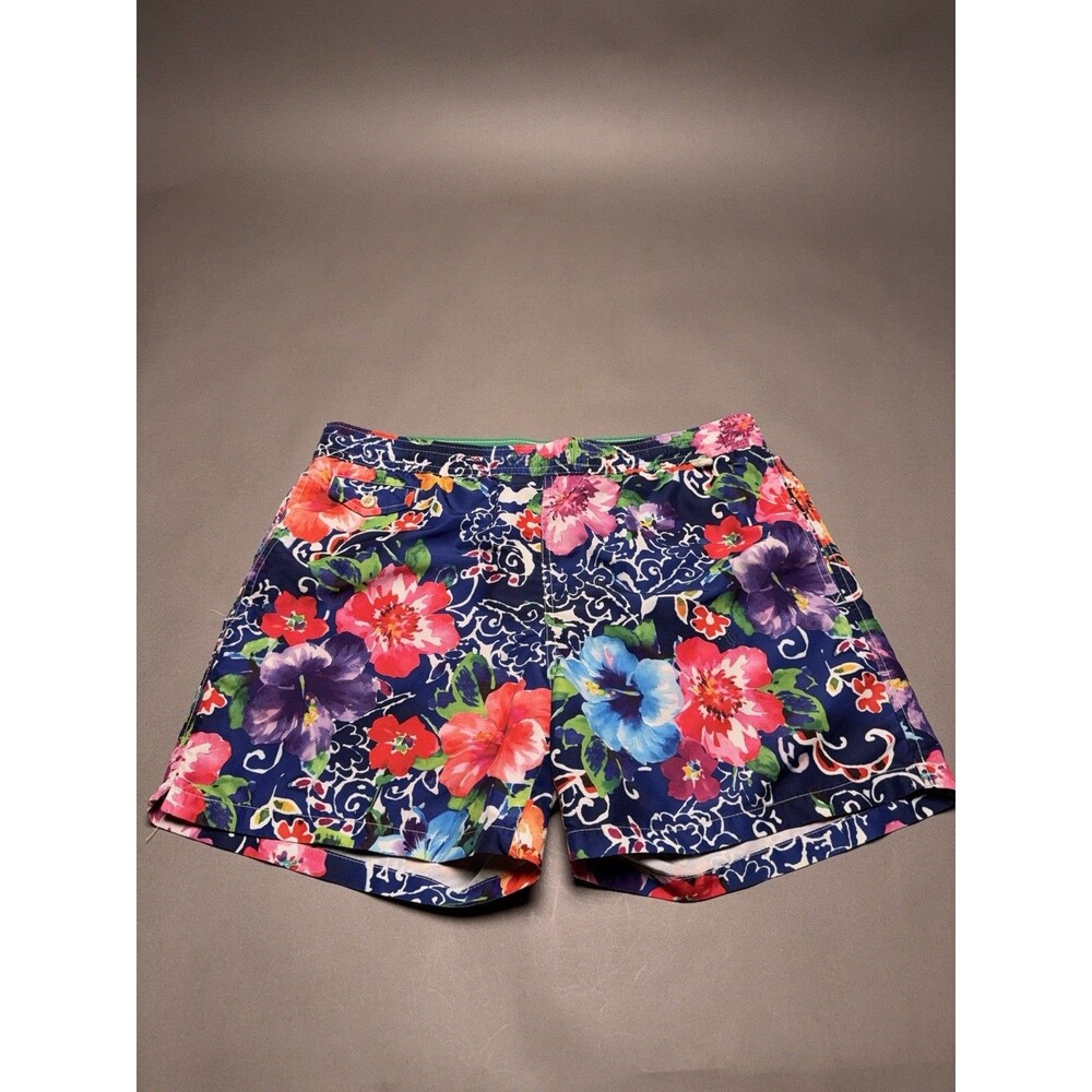 Polo Ralph Lauren Traveler Swim Trunks Medium Floral Hawaiian Beach Aloha 6"